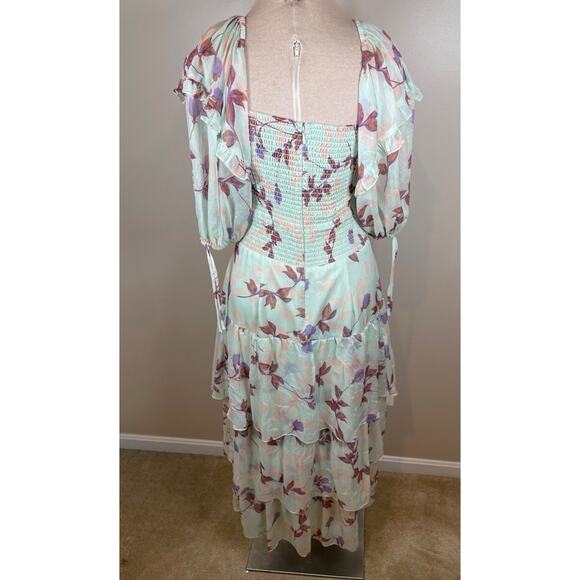 Amanda Uprichard Florentina Floral Tiered Maxi Dress in Monte Carlo Size Large - Picture 7 of 9